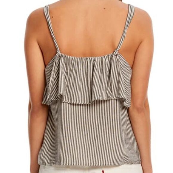 Michael Stars Spencer Striped Ruffle Tank Top, M - Picture 2 of 6